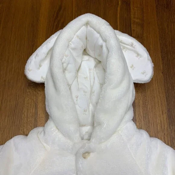 MAYORAL Baby Winter Coat Girls 6-9 Months Bunny Ears White Hooded Infant Jacket - Picture 3 of 12